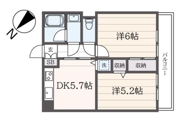 SPレジデンス(2DK/3階)の間取り写真