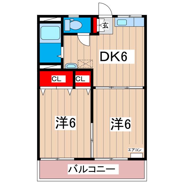 十王堂ハイツA(2DK/2階)の間取り写真