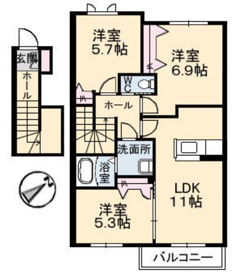 PAS A PAS(3LDK/2階)の間取り写真