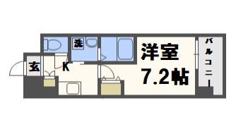 エスリード難波サウス(1K/9階)の間取り写真