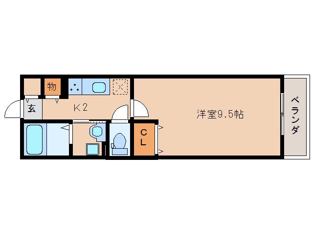 イリーデII(1K/2階)の間取り写真