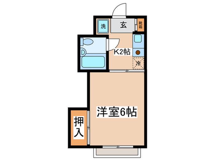メーゾンタマⅡ(1K/2階)の間取り写真