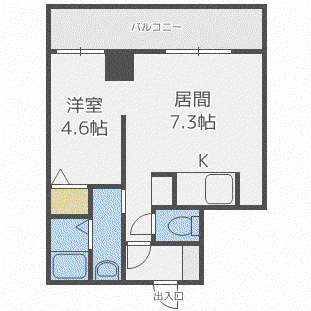 札幌レジデンス近代美術館(1LDK/7階)の間取り写真
