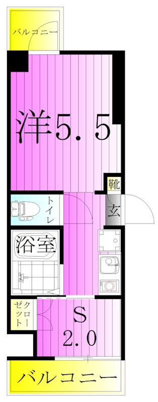 ドミールリバーサイドY(1SK/3階)の間取り写真