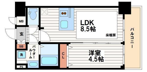 プレサンス高津公園ディオ(1LDK/11階)の間取り写真