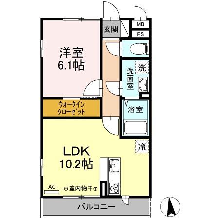 BLESS戸塚弥生台(1LDK/2階)の間取り写真