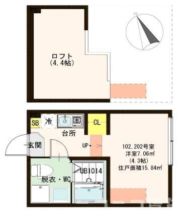 ハーモニーテラス北小岩V(ワンルーム/1階)の間取り写真