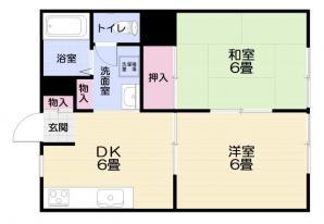 フラッツリーフ(2DK/1階)の間取り写真