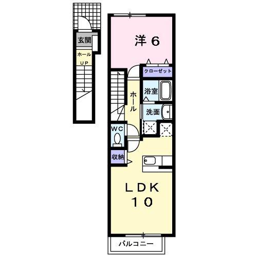 サンパティークII(1LDK/2階)の間取り写真