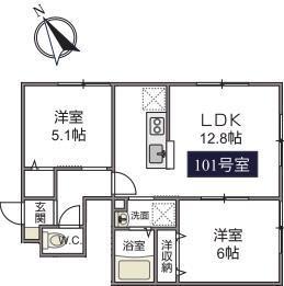 ソフィア(2LDK/1階)の間取り写真