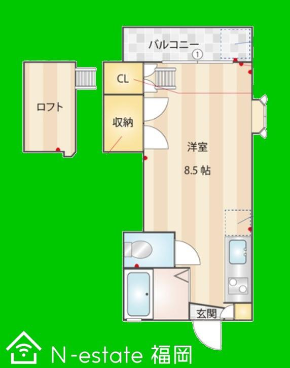 マレードモンマリ(ワンルーム/1階)の間取り写真