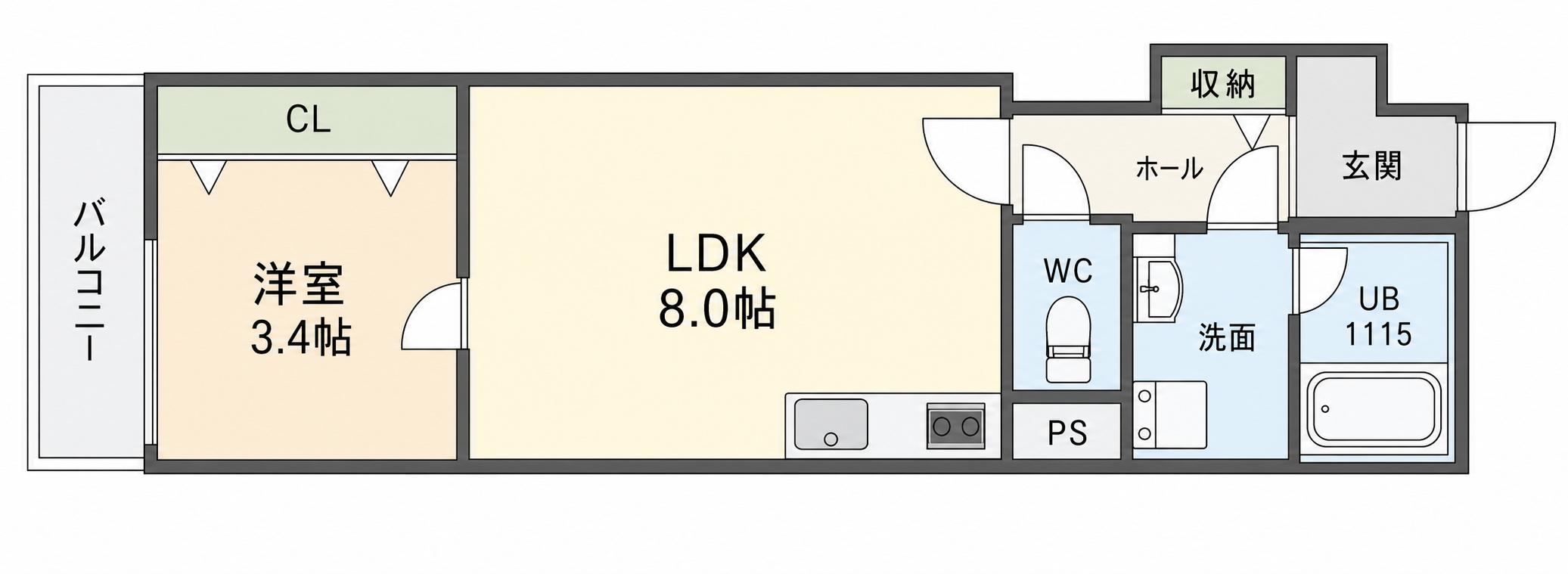 アート萱島イースト B(1LDK/3階)の間取り写真