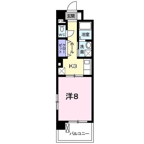 ジュピター(1K/3階)の間取り写真