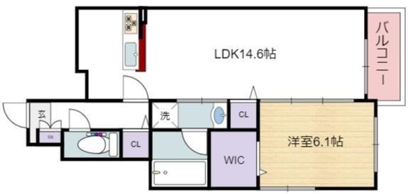 アーサー住之江(1LDK/1階)の間取り写真