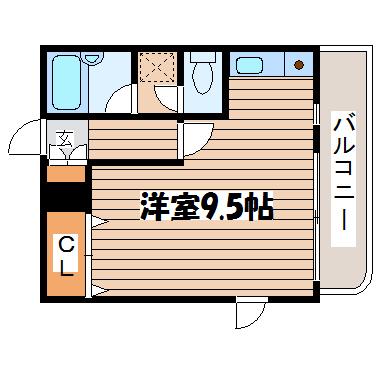 ハイレジデンス旭ヶ丘(ワンルーム/2階)の間取り写真