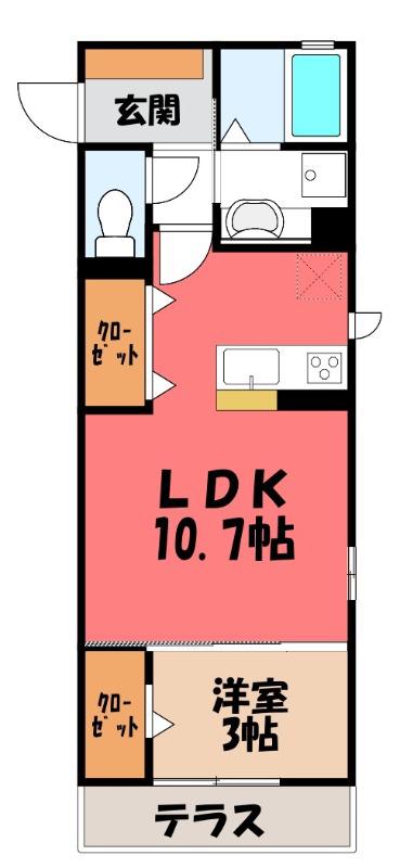 ブラスガーデン(1LDK/1階)の間取り写真