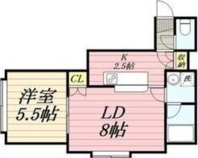 プロスパー麻生(1LDK/2階)の間取り写真
