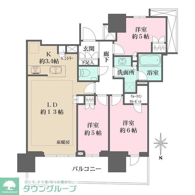 幕張ベイパーク ライズゲートタワー(3LDK/16階)の間取り写真