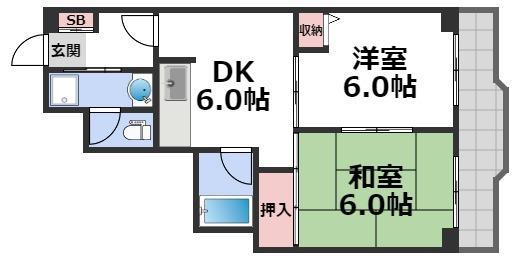 静和ハイツ(2DK/4階)の間取り写真