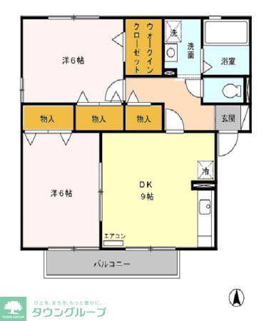 ウィルモア壱番館・弐番館(2DK/2階)の間取り写真