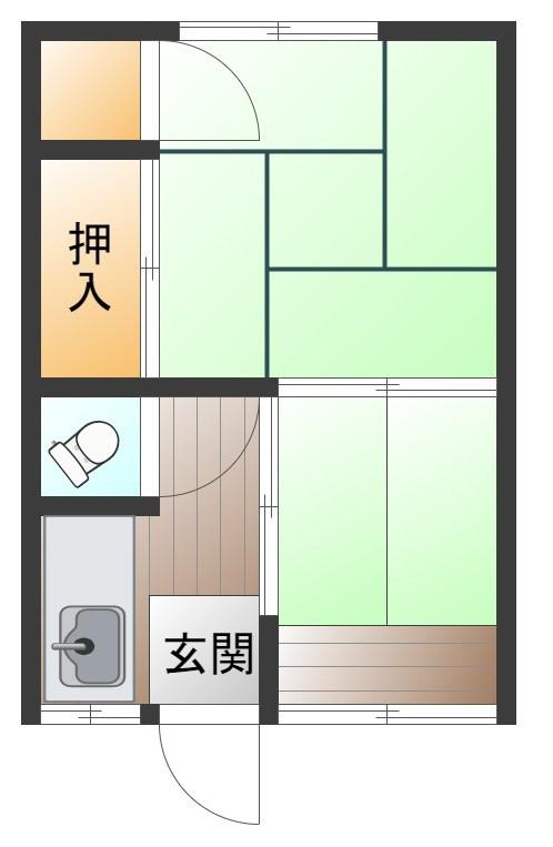 小野寺アパート(2K/2階)の間取り写真