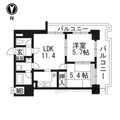 ライオンズマンション京都河原町第2(2LDK/10階)の間取り写真