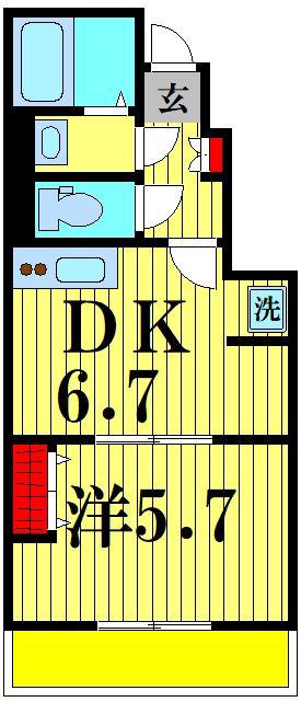 SHRINE COURT(1DK/1階)の間取り写真