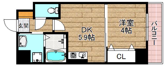 プレステージIII城北(1DK/2階)の間取り写真