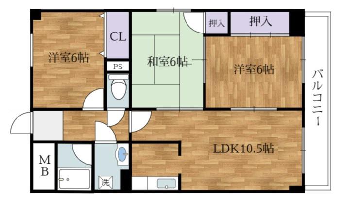 ハイツゴールド(3LDK/1階)の間取り写真