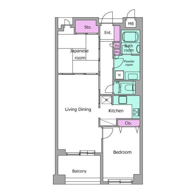 レジディア学芸大学 部屋番号306(2LDK/3階)の間取り写真