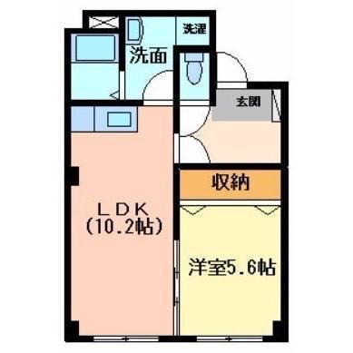 マンション中澤(1LDK/4階)の間取り写真