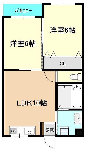 マンション藤(2LDK/1階)の間取り写真