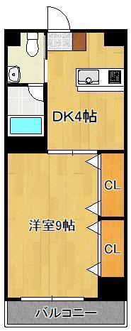 カレントII(1DK/4階)の間取り写真