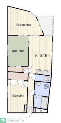 ホワイトヒルズ藤間(3DK/5階)の間取り写真