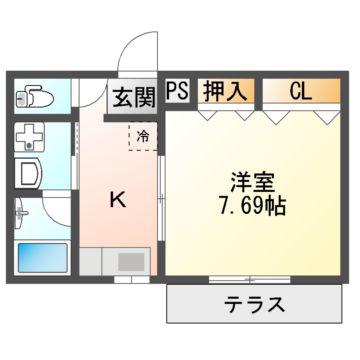 サフィアーレB(1DK/2階)の間取り写真