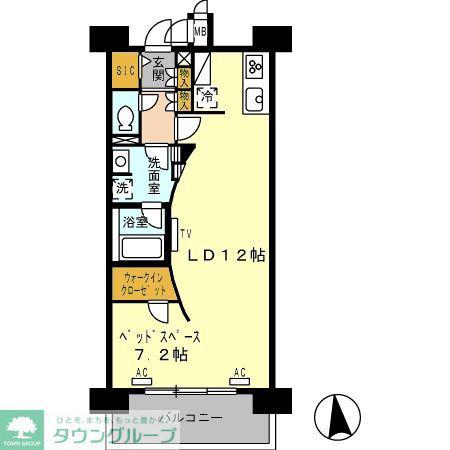 ロイヤルパークス西新井(ワンルーム/11階)の間取り写真