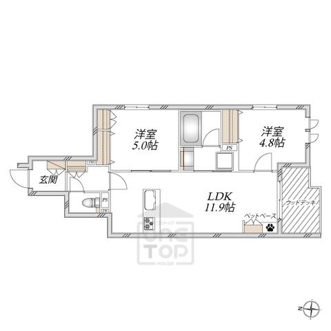 HEBEL MAISON大手町(2LDK/1階)の間取り写真