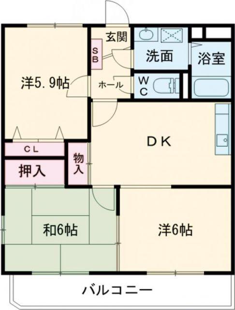 ア・ドリーム村山(3DK/2階)の間取り写真