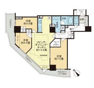 セントラルレジデンス新宿シティータワー(3LDK/11階)の間取り写真