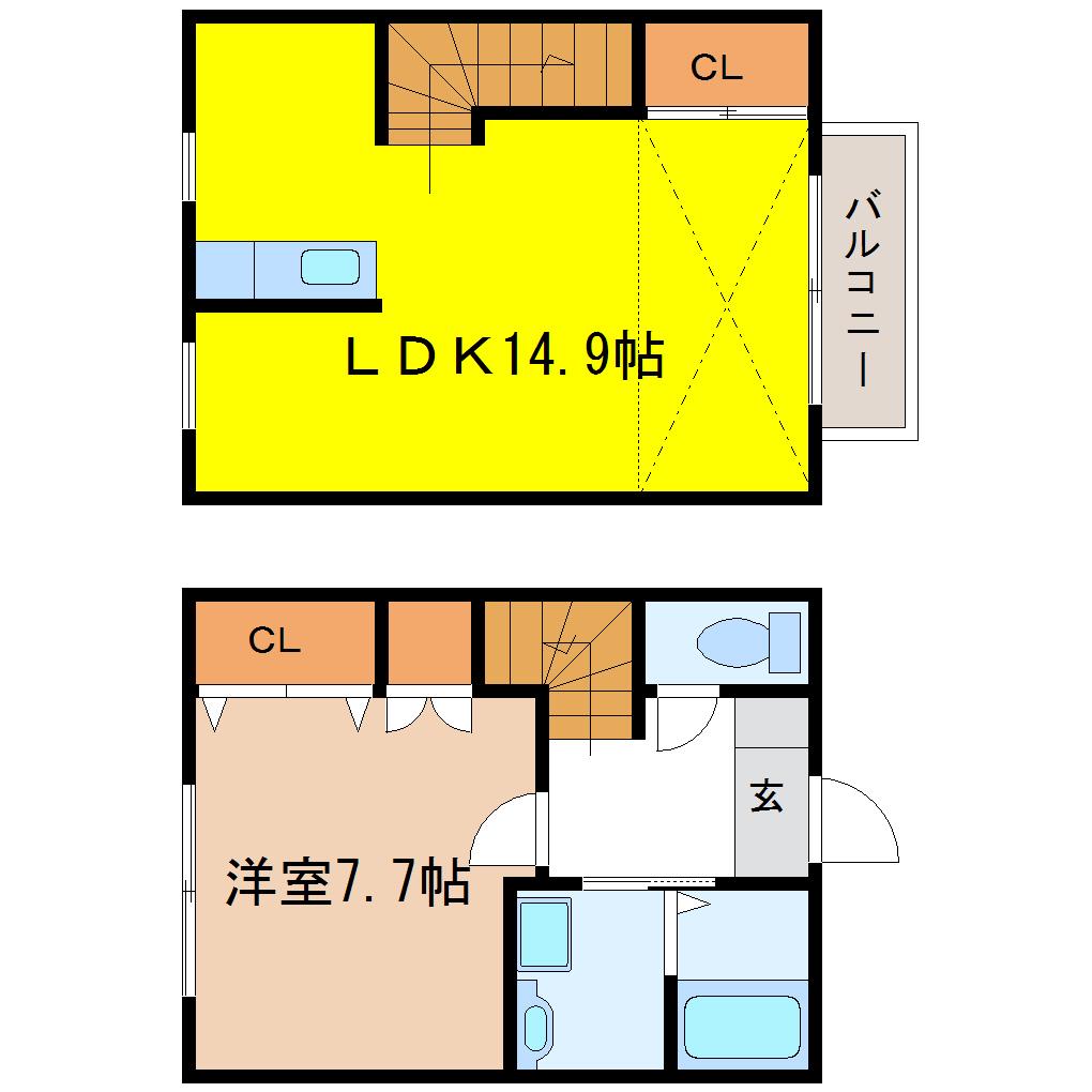 メゾンゼルI(1SLDK/1階)の間取り写真