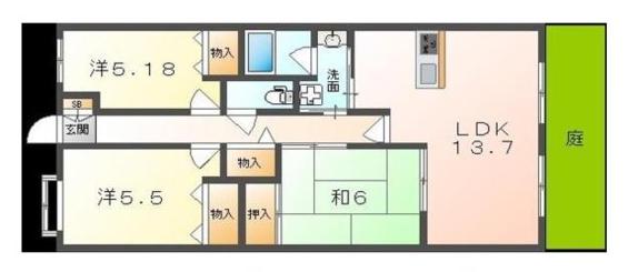美加の台詩季が丘(3LDK/1階)の間取り写真