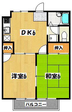ワンダーハイツ(2DK/2階)の間取り写真
