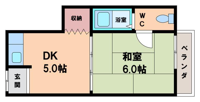 山本文化(1DK/1階)の間取り写真