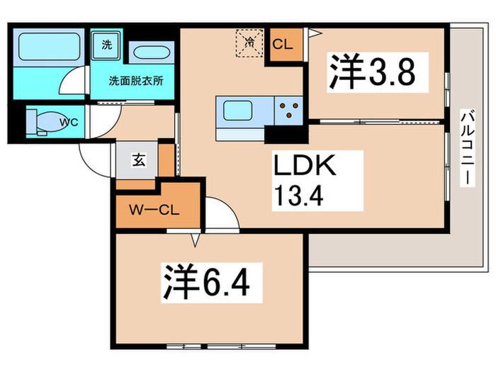アーバン デライト桜川(2LDK/3階)の間取り写真
