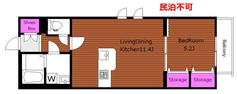  最上階2面採光角 1LDK ウェルスクエア幡ヶ谷 WT(1LDK/3階)の間取り写真