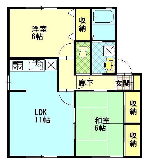 ラ・プリマヴェーラ(2LDK/2階)の間取り写真