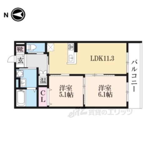 ユアメゾンSHINMICHI(2LDK/2階)の間取り写真