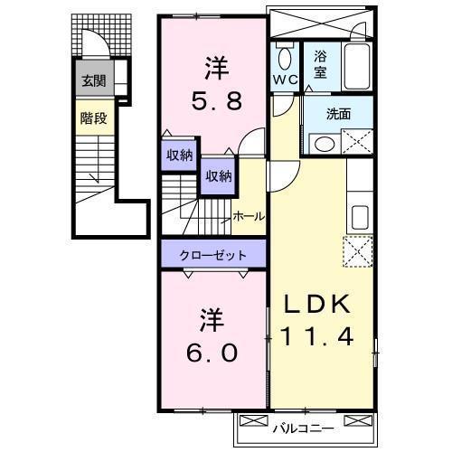 ウインターワルツ(2LDK/2階)の間取り写真