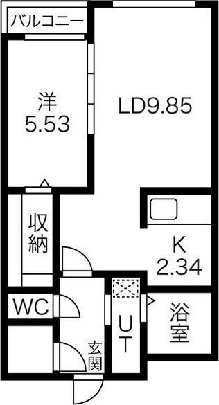GARDEN TERRACE4C(1LDK/4階)の間取り写真
