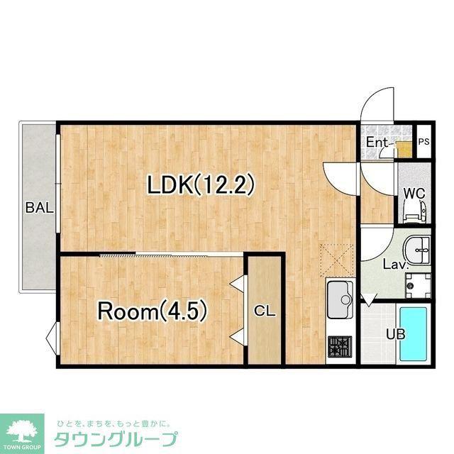 ジーメゾン川越的場アロー(1LDK/1階)の間取り写真